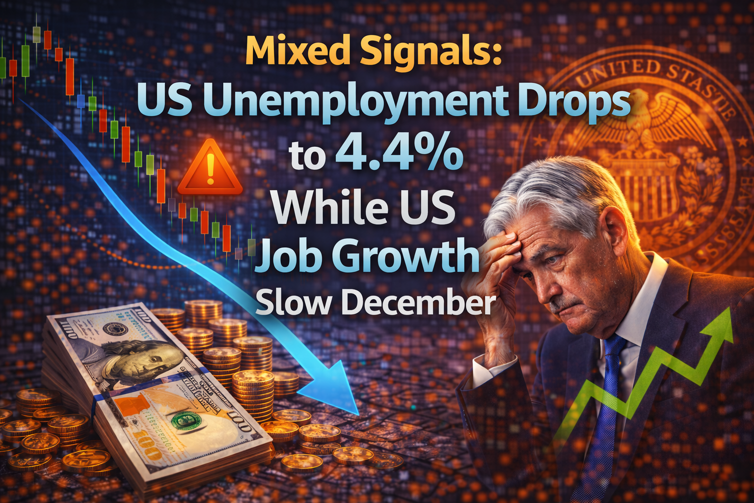 Mixed Signals: US Unemployment Drops to 4.4% While US Job Growth Slow December